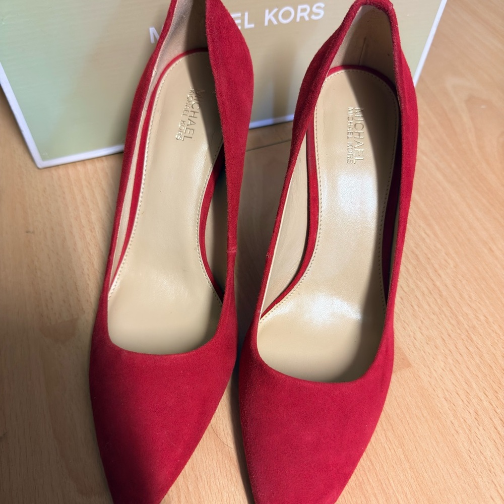 Michael Kors Red Suede Pointed Toe Pumps
